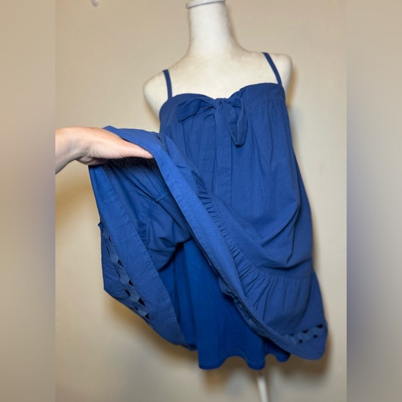 Tie Front Tunic Dress 100% Cotton Size Large Summer Adjustable Straps NWT - Picture 8 of 13